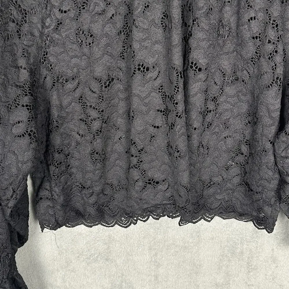 Free People Top Womens Extra Small Black Lace Whimsigoth Dark Fairy Romantic
